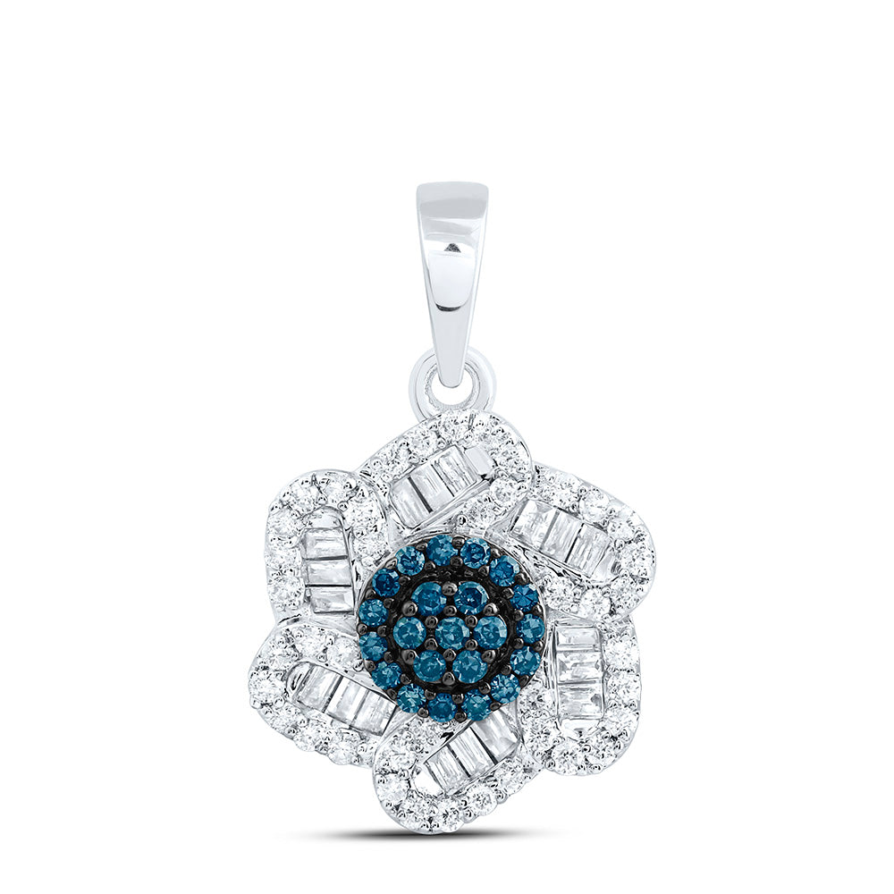 10K Yellow Or White Or Rose Gold 3/8 Cttw Natural Diamond Cn Cognac Natural Flower Pendant