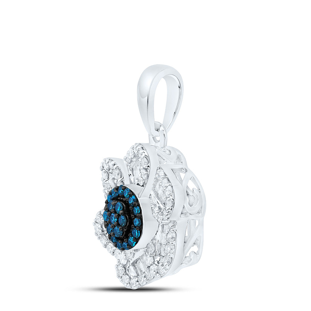10K Yellow Or White Or Rose Gold 3/8 Cttw Natural Diamond Cn Cognac Natural Flower Pendant