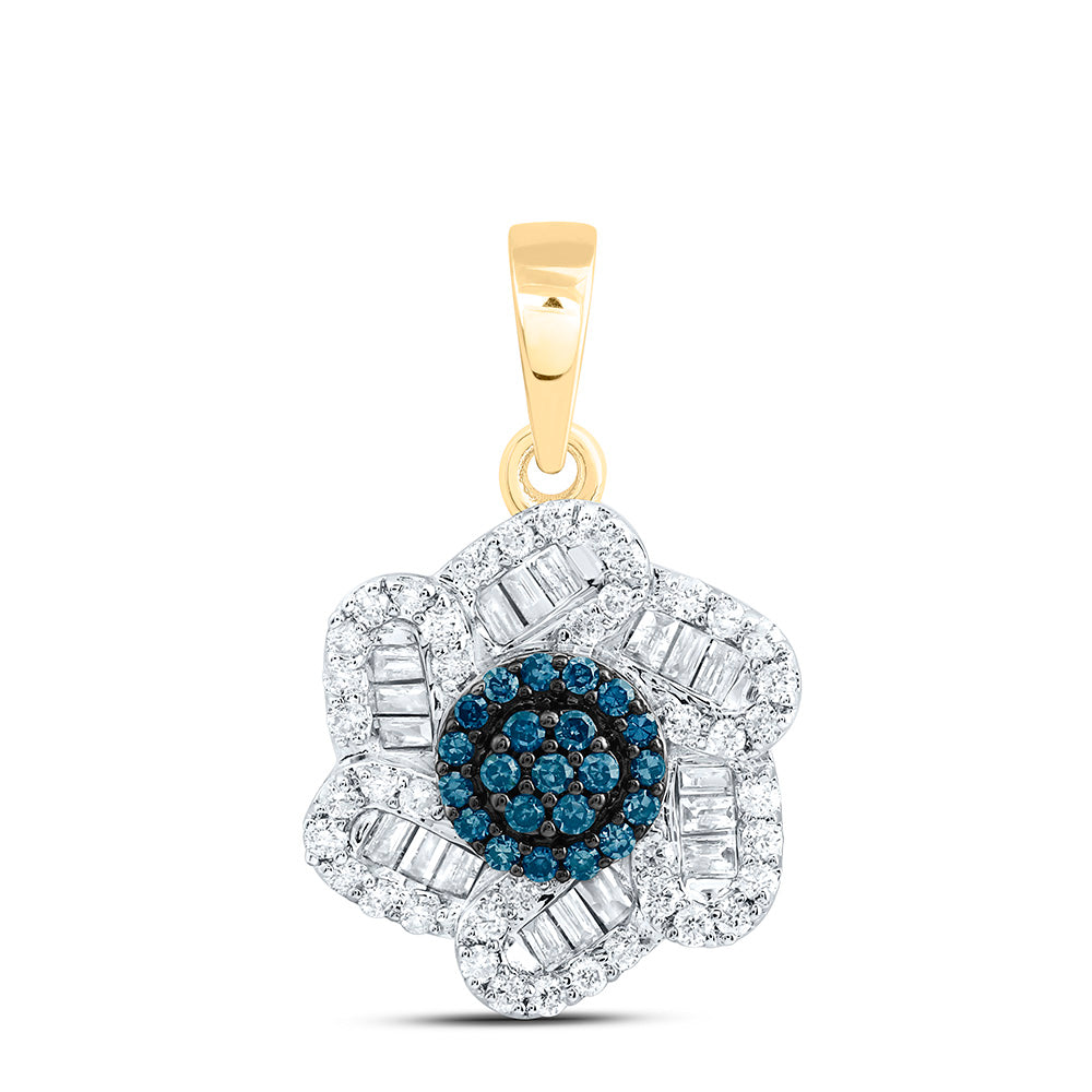 10K Yellow Or White Or Rose Gold 3/8 Cttw Natural Diamond Cn Cognac Natural Flower Pendant