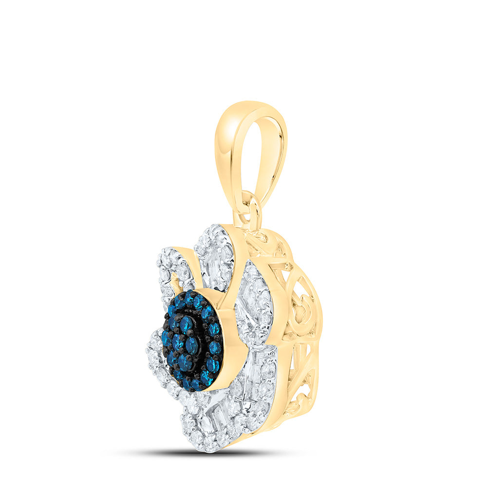 10K Yellow Or White Or Rose Gold 3/8 Cttw Natural Diamond Cn Cognac Natural Flower Pendant
