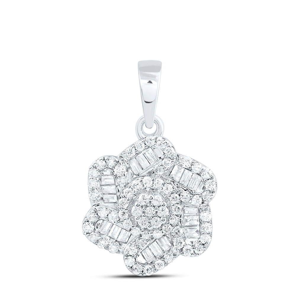 10K Yellow Or White Or Rose Gold 3/8 Cttw Natural Diamond Cn Cognac Natural Flower Pendant