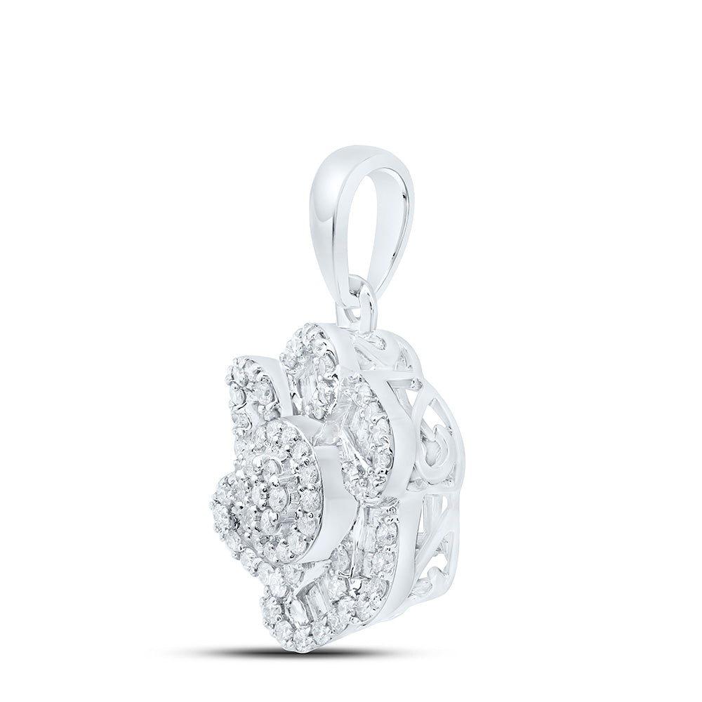 10K Yellow Or White Or Rose Gold 3/8 Cttw Natural Diamond Cn Cognac Natural Flower Pendant
