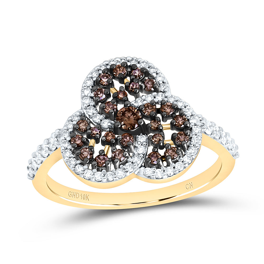 10K Yellow Or White Or Rose Gold 1/2 Cttw Natural Diamond Cn Fashion Trinity Round Bridal Anniversary Wedding Engagement Band Ring