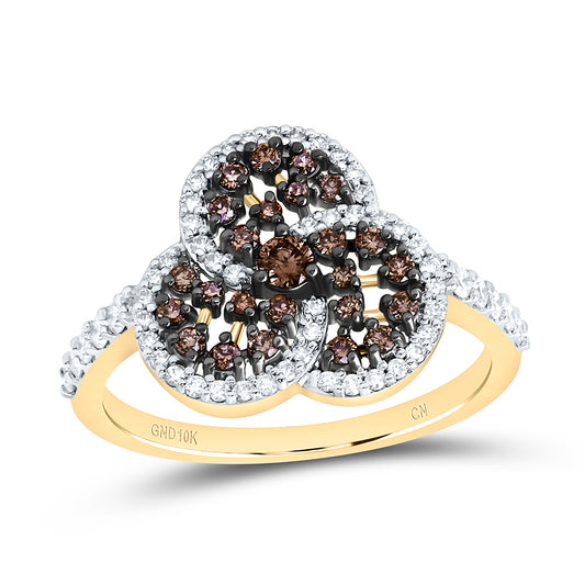 10K Yellow Or White Or Rose Gold 1/2 Cttw Natural Diamond Cn Fashion Trinity Round Bridal Anniversary Wedding Engagement Band Ring