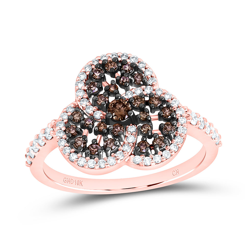 10K Yellow Or White Or Rose Gold 1/2 Cttw Natural Diamond Cn Fashion Trinity Round Bridal Anniversary Wedding Engagement Band Ring