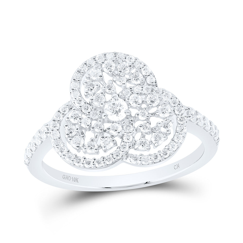 10K Yellow Or White Or Rose Gold 1/2 Cttw Natural Diamond Cn Fashion Trinity Round Bridal Anniversary Wedding Engagement Band Ring