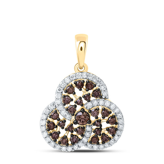 10K Yellow Or White Or Rose Gold 5/8 Cttw Natural Diamond Cn Fashion Trinity Pendant