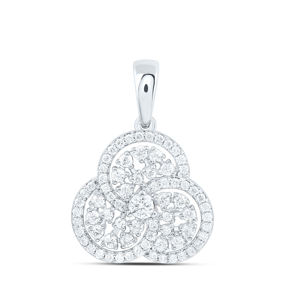 10K Yellow Or White Or Rose Gold 5/8 Cttw Natural Diamond Cn Fashion Trinity Pendant