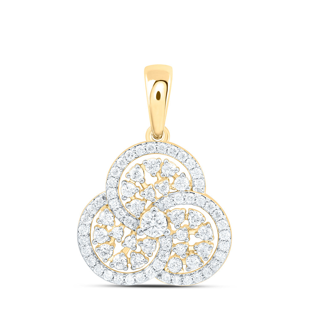 10K Yellow Or White Or Rose Gold 5/8 Cttw Natural Diamond Cn Fashion Trinity Pendant