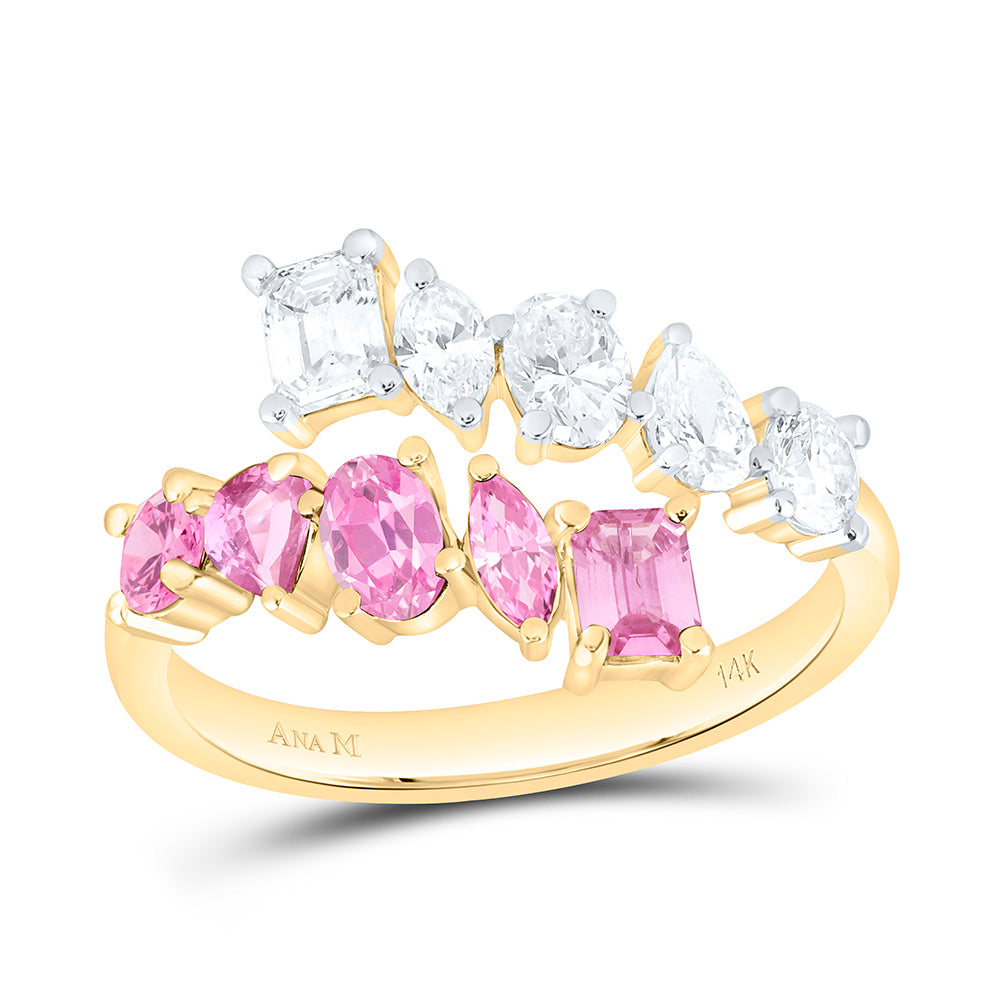 14K Yellow Or White Gold 3/4 Cttw Natural Diamond Ana M Natural Gem Bridal Anniversary Wedding Engagement Band Ring