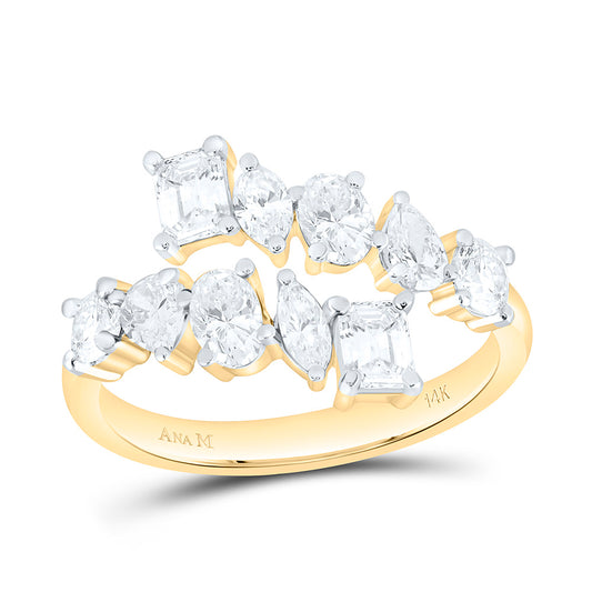 14K Yellow Or White Gold 1 5/8 Cttw Natural Diamond Ana M Fashion Bridal Anniversary Wedding Engagement Band Ring