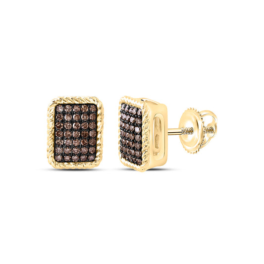 10K Yellow Or White Or Rose Gold 1/3 Cttw Natural Diamond Fashion Cognac Natural Emerald Earring