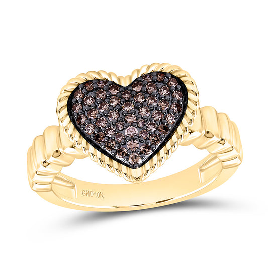 10K Yellow Or White Or Rose Gold 1/4 Cttw Natural Diamond Fashion Natural Heart Bridal Anniversary Wedding Engagement Band Ring