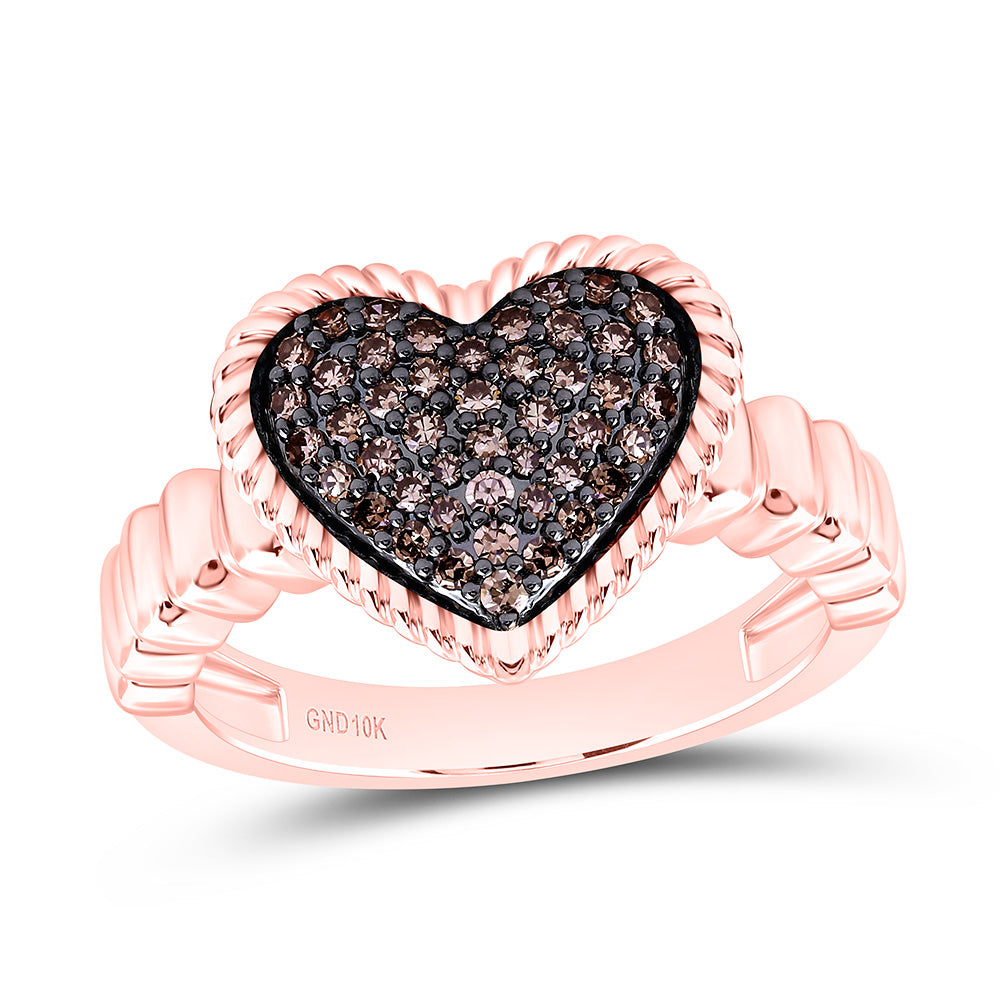 10K Yellow Or White Or Rose Gold 1/4 Cttw Natural Diamond Fashion Natural Heart Bridal Anniversary Wedding Engagement Band Ring
