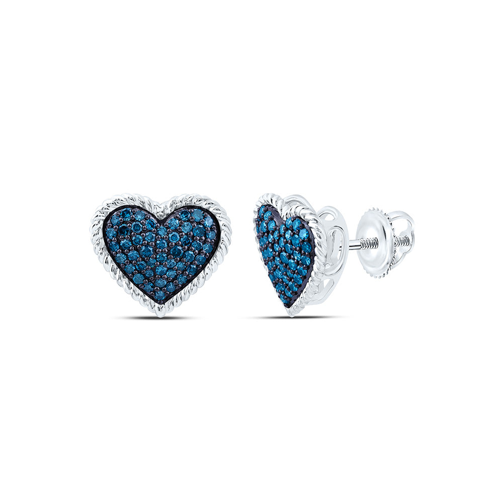 10K Yellow Or White Or Rose Gold 3/8 Cttw Natural Diamond Fashion Cognac Natural Heart Earring