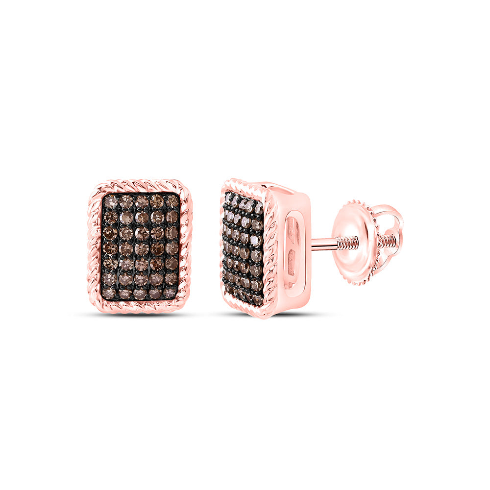 10K Yellow Or White Or Rose Gold 1/3 Cttw Natural Diamond Fashion Cognac Natural Emerald Earring