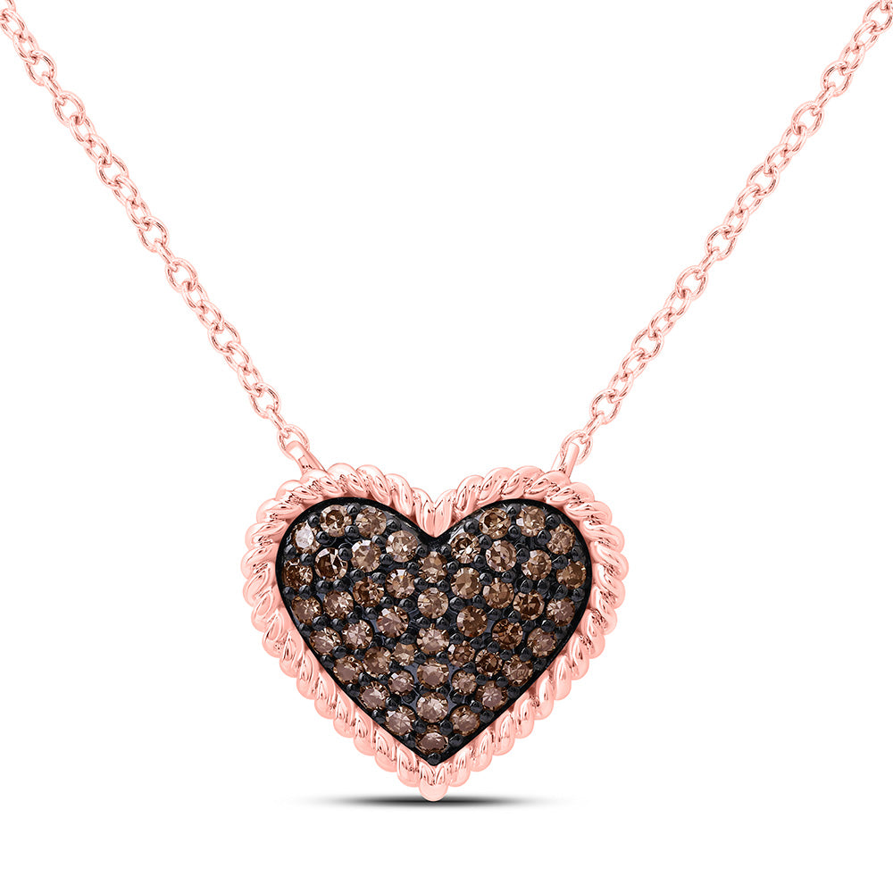 10K Yellow Or White Or Rose Gold 1/4 Cttw Natural Diamond Fashion Natural Heart Necklace (18 Inch)