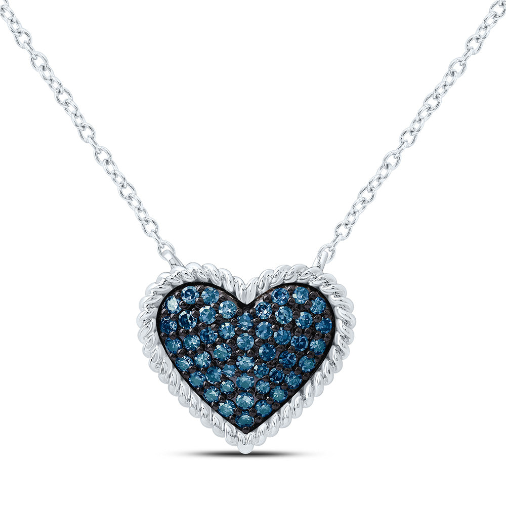 10K Yellow Or White Or Rose Gold 1/4 Cttw Natural Diamond Fashion Natural Heart Necklace (18 Inch)