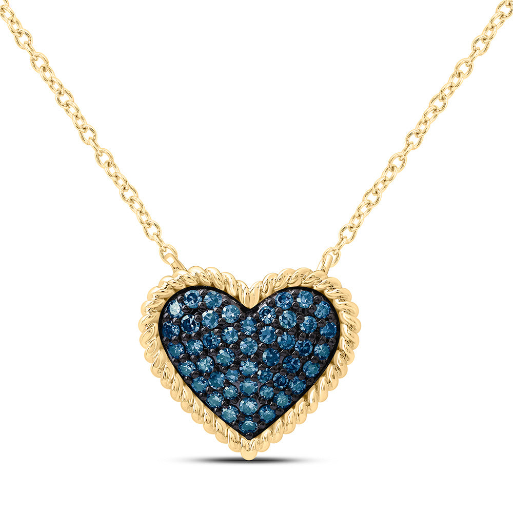 10K Yellow Or White Or Rose Gold 1/4 Cttw Natural Diamond Fashion Natural Heart Necklace (18 Inch)