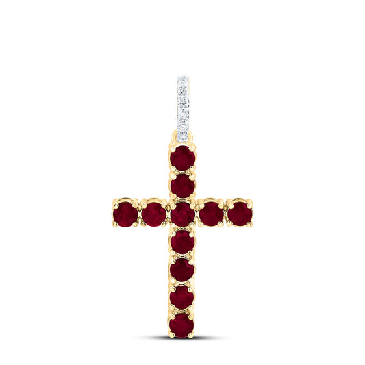 14K Yellow Or White Or Rose Gold 1/20 Cttw Natural Diamond Ana M Round Natural Gem Cross Pendant