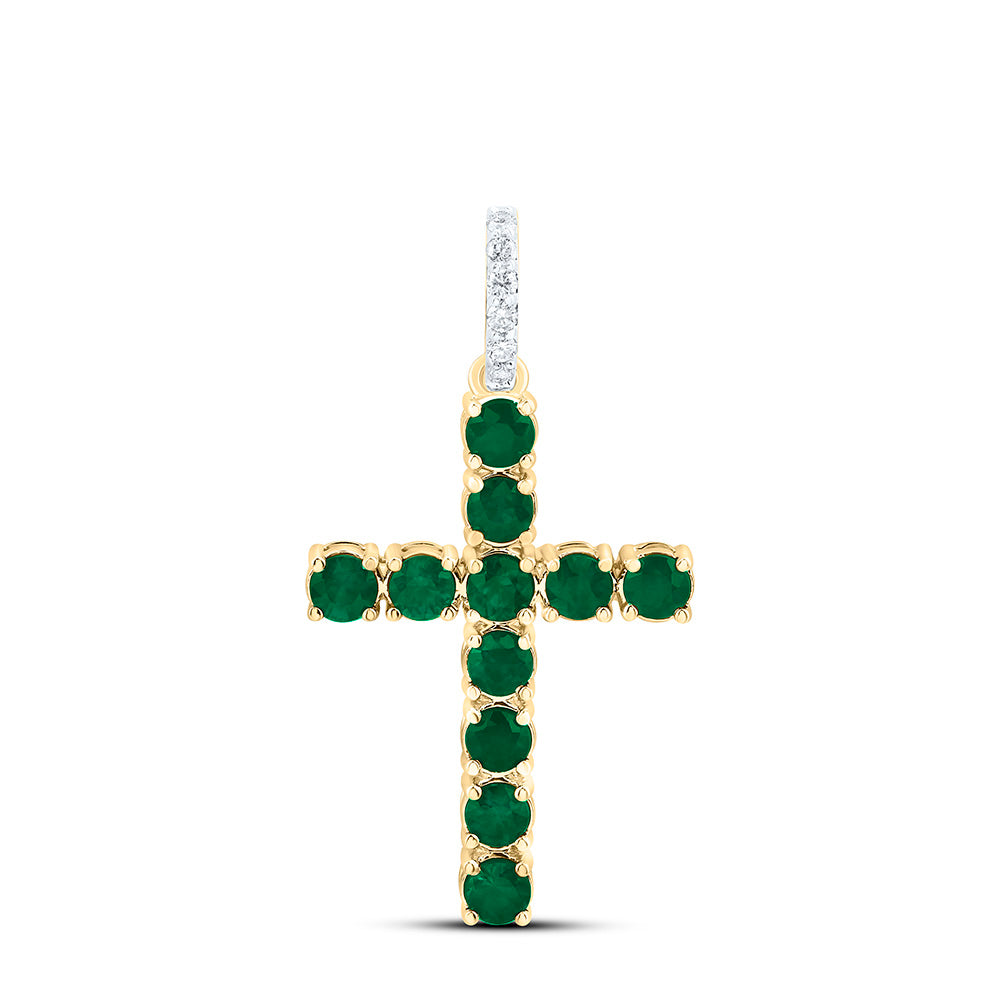 14K Yellow Or White Or Rose Gold 1/20 Cttw Natural Diamond Ana M Round Natural Gem Cross Pendant