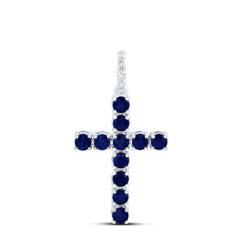14K Yellow Or White Or Rose Gold 1/20 Cttw Natural Diamond Ana M Round Natural Gem Cross Pendant