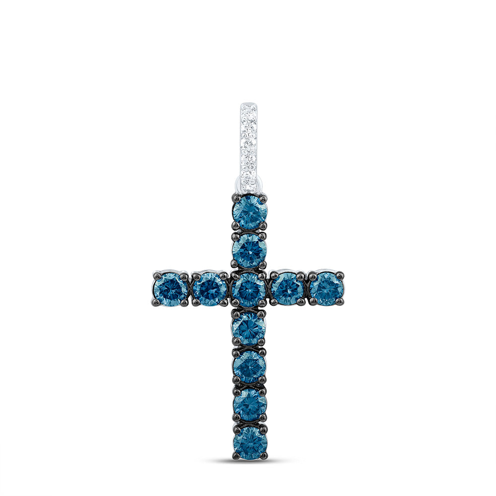 14K Yellow Or White Or Rose Gold 1/20 Cttw Natural Diamond Ana M Round Natural Gem Cross Pendant