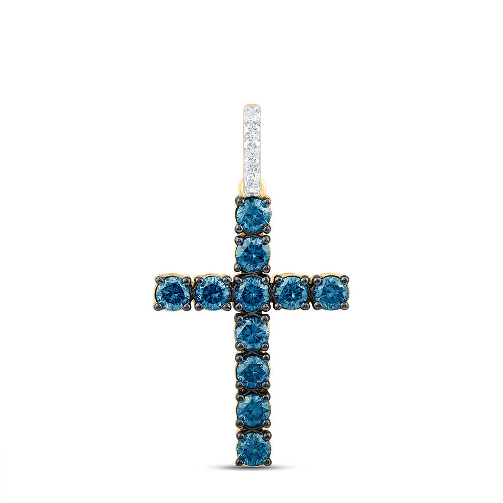 14K Yellow Or White Or Rose Gold 1/20 Cttw Natural Diamond Ana M Round Natural Gem Cross Pendant
