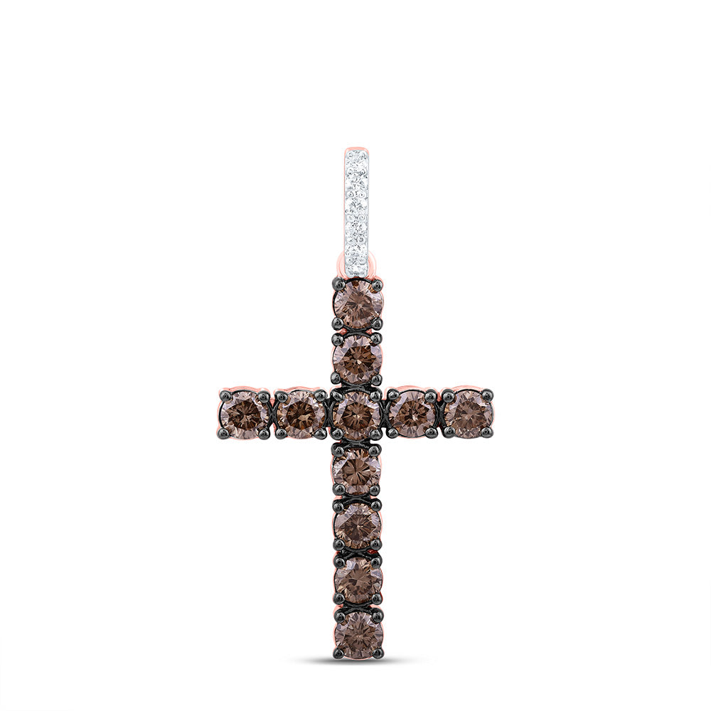 14K Yellow Or White Or Rose Gold 1/20 Cttw Natural Diamond Ana M Round Natural Gem Cross Pendant