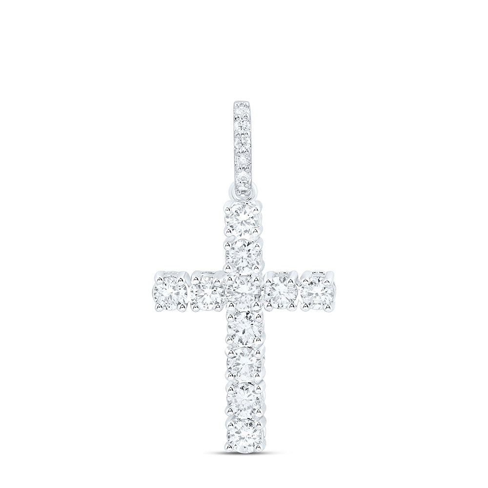 14K Yellow Or White Gold 1/2 Cttw Natural Diamond Ana M Fashion Cross Pendant