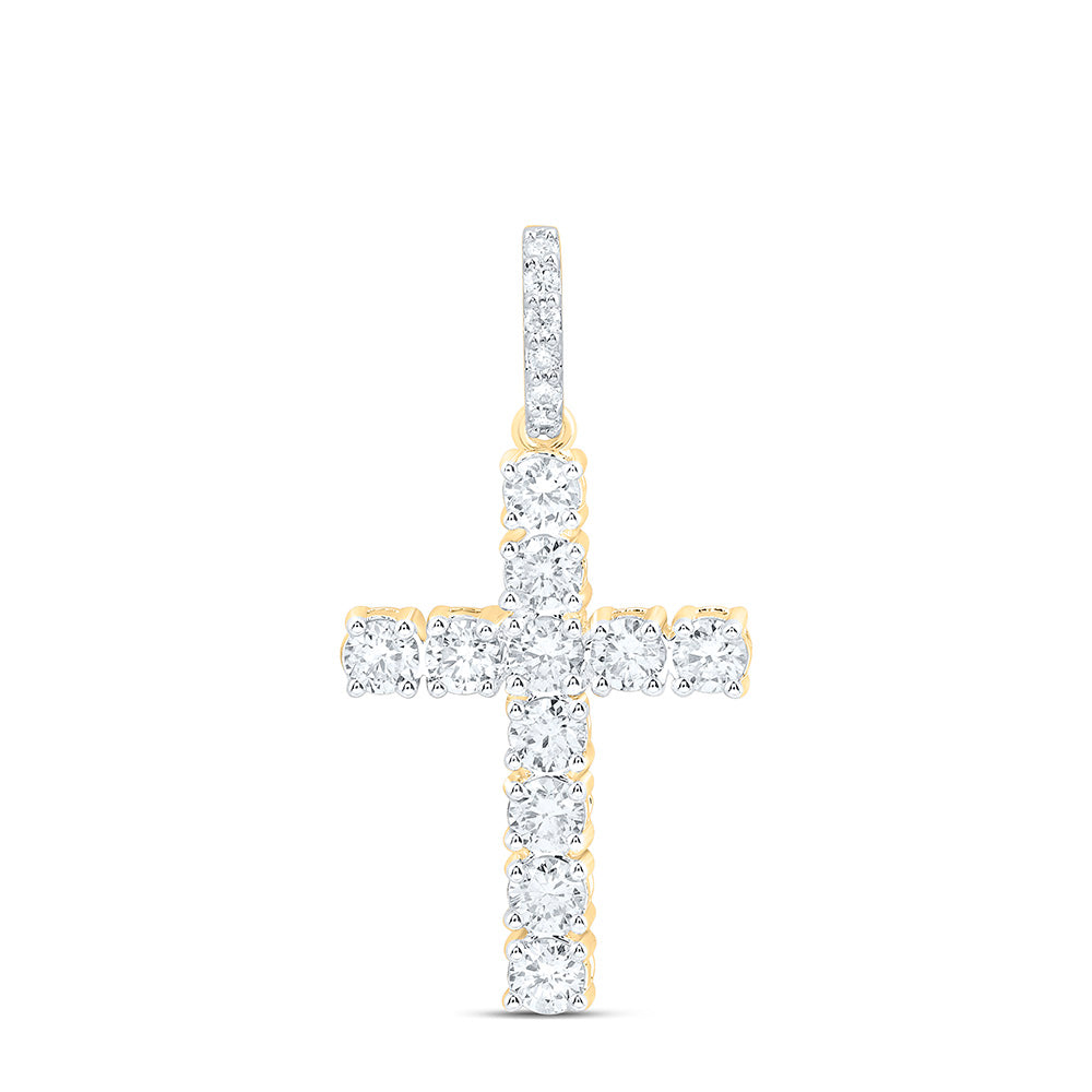 14K Yellow Or White Gold 1/2 Cttw Natural Diamond Ana M Fashion Cross Pendant