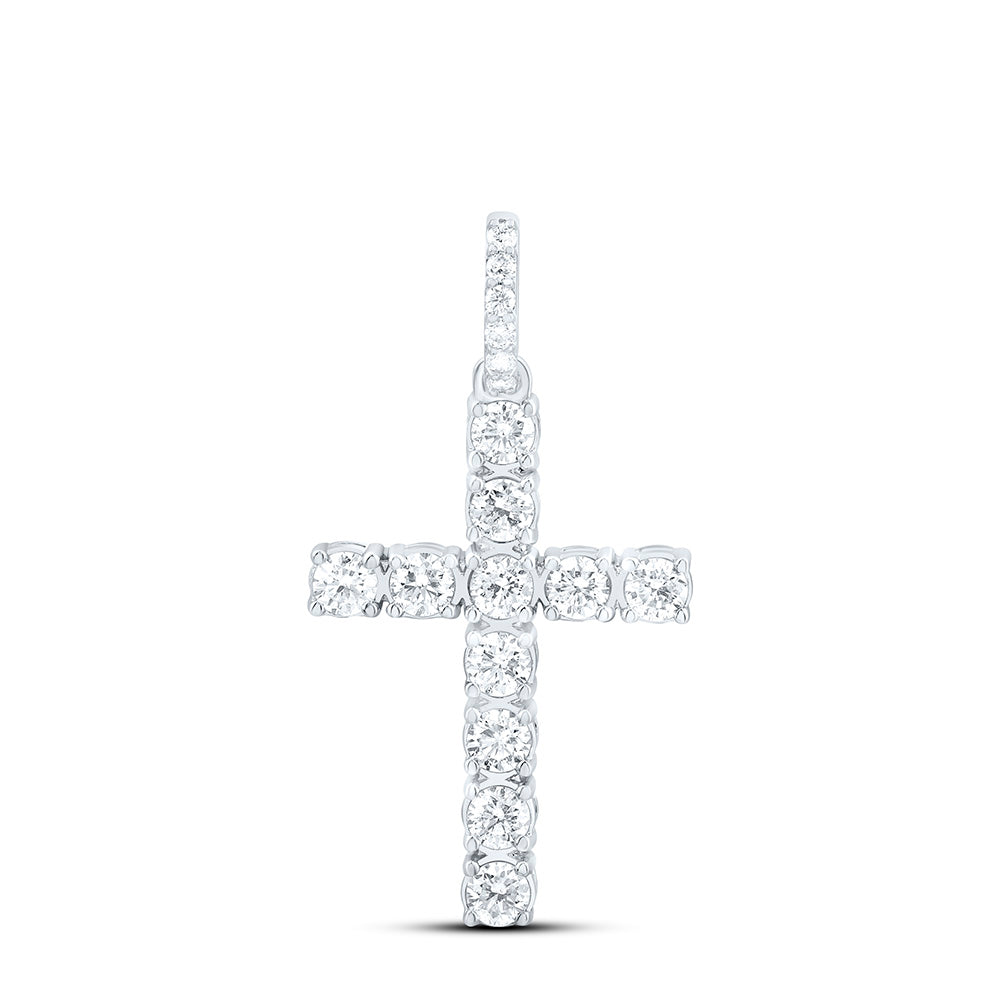 14K Yellow Or White Gold 3/4 Cttw Natural Diamond Ana M Fashion Cross Pendant
