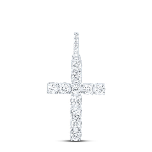 14K Yellow Or White Gold 3/4 Cttw Natural Diamond Ana M Fashion Cross Pendant