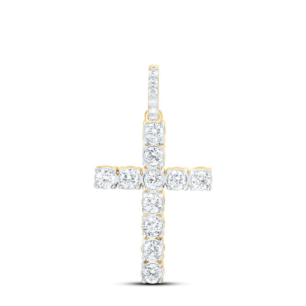 14K Yellow Or White Gold 3/4 Cttw Natural Diamond Ana M Fashion Cross Pendant