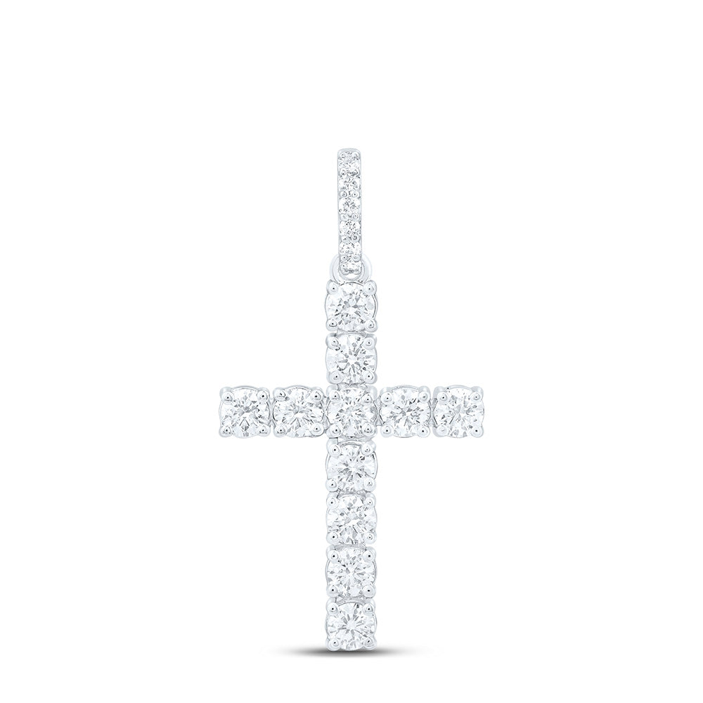 14K Yellow Or White Gold 1 Cttw Natural Diamond Ana M Fashion Cross Pendant