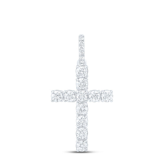 14K Yellow Or White Gold 1 Cttw Natural Diamond Ana M Fashion Cross Pendant