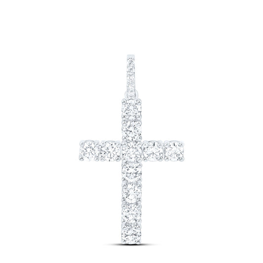 14K Yellow Or White Gold 1 1/2 Cttw Natural Diamond Ana M Fashion Cross Pendant
