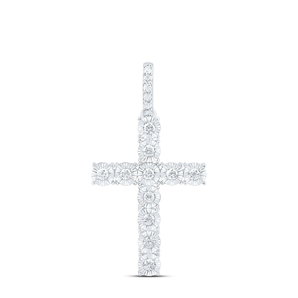10K Yellow Or White Gold 1/2 Cttw Natural Diamond Nk Fashion Cross Pendant