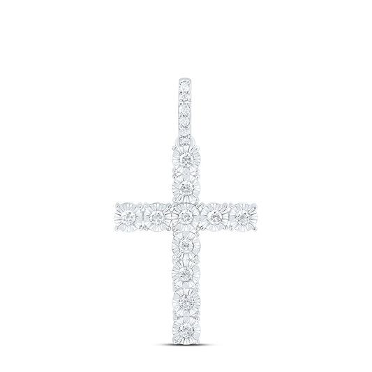 10K Yellow Or White Gold 1/2 Cttw Natural Diamond Nk Fashion Cross Pendant
