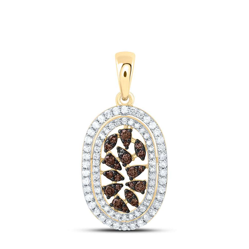 10K Yellow Or Rose Gold 3/8 Cttw Natural Diamond Cognac Natural Pendant