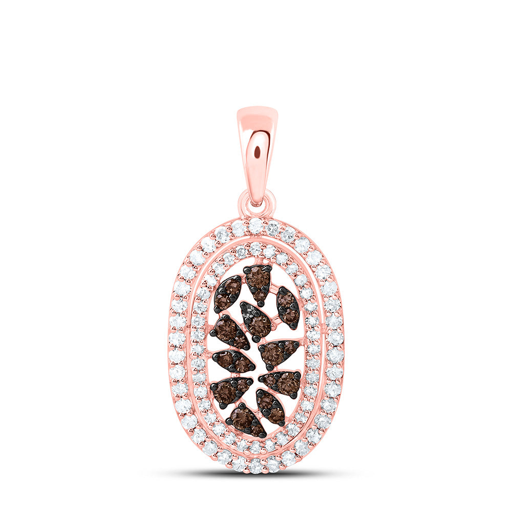 10K Yellow Or Rose Gold 3/8 Cttw Natural Diamond Cognac Natural Pendant