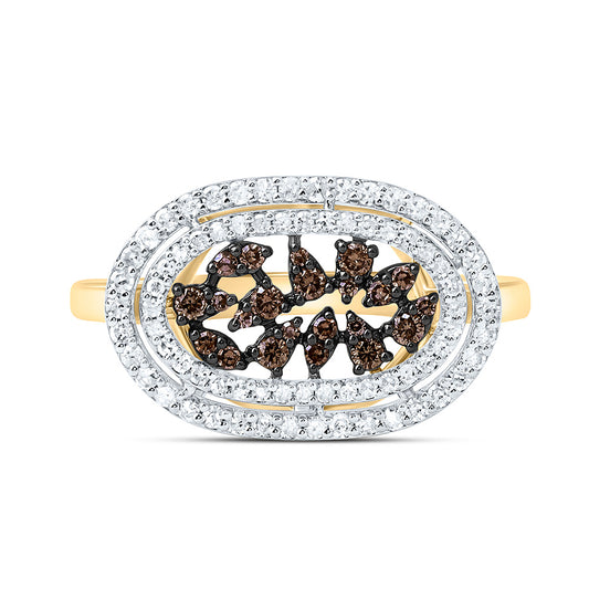 10K Yellow Or Rose Gold 3/8 Cttw Natural Diamond Cognac Natural Bridal Anniversary Wedding Engagement Band Ring