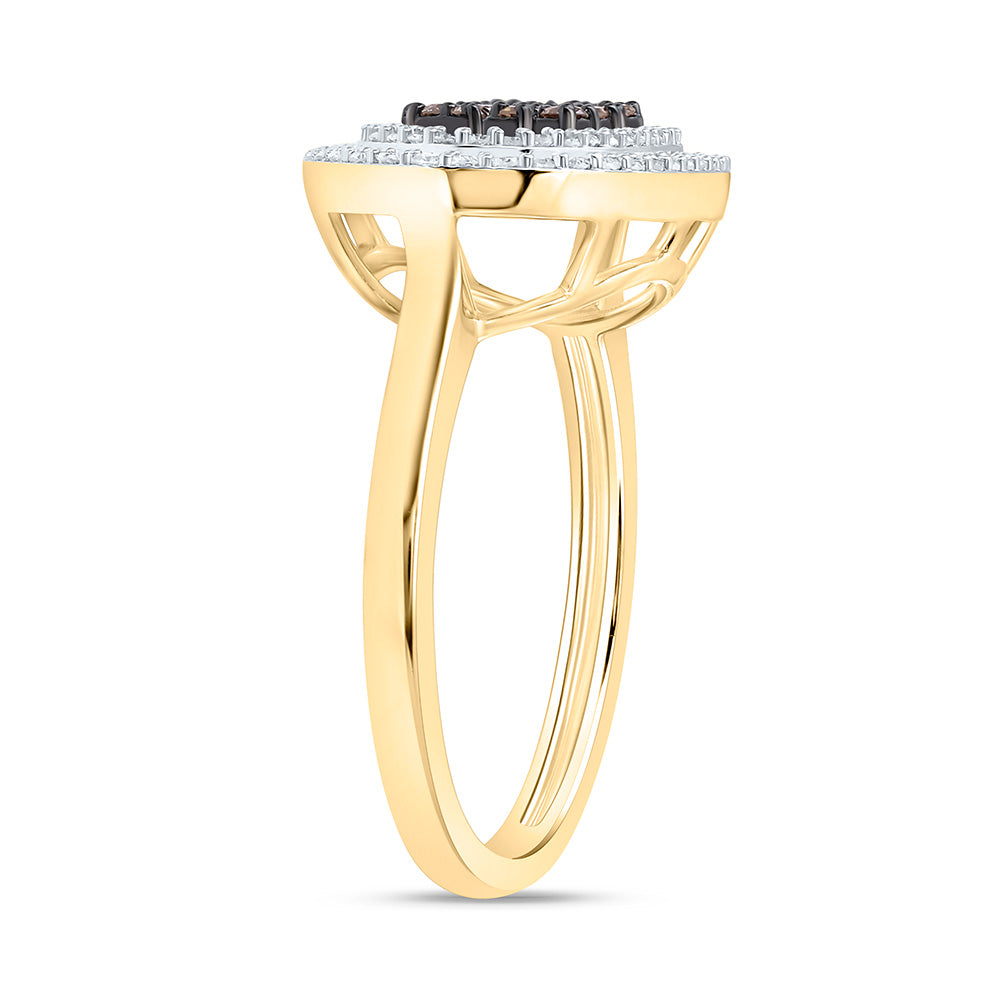 10K Yellow Or Rose Gold 3/8 Cttw Natural Diamond Cognac Natural Bridal Anniversary Wedding Engagement Band Ring