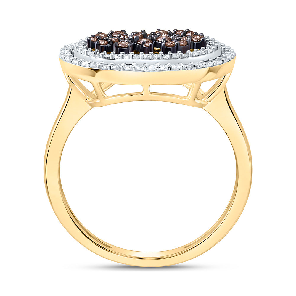 10K Yellow Or Rose Gold 3/8 Cttw Natural Diamond Cognac Natural Bridal Anniversary Wedding Engagement Band Ring