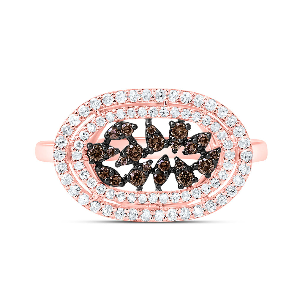 10K Yellow Or Rose Gold 3/8 Cttw Natural Diamond Cognac Natural Bridal Anniversary Wedding Engagement Band Ring