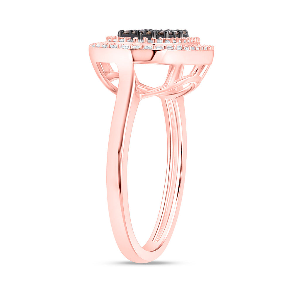 10K Yellow Or Rose Gold 3/8 Cttw Natural Diamond Cognac Natural Bridal Anniversary Wedding Engagement Band Ring
