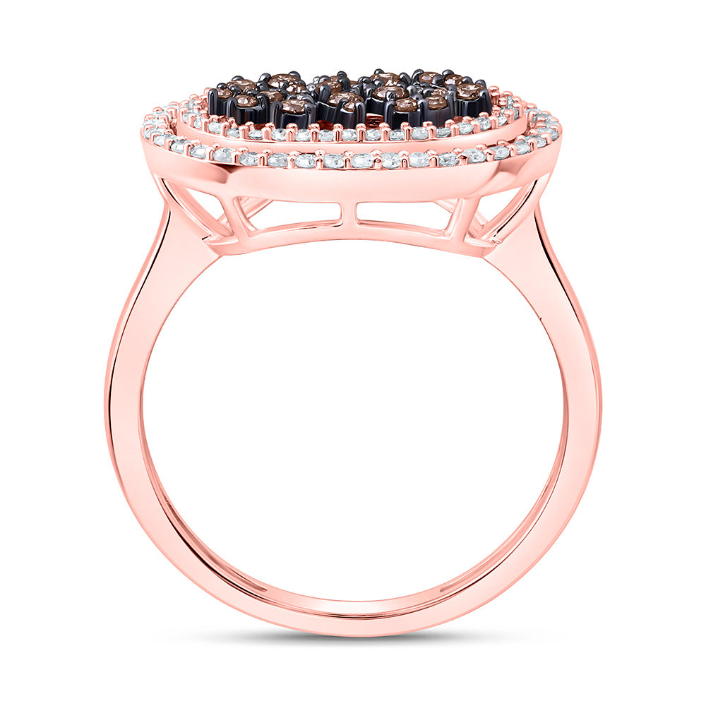 10K Yellow Or Rose Gold 3/8 Cttw Natural Diamond Cognac Natural Bridal Anniversary Wedding Engagement Band Ring