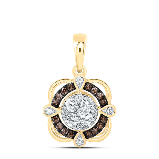 10K Yellow Or Rose Gold 3/8 Cttw Natural Diamond Cn Fashion Cognac Natural Pendant