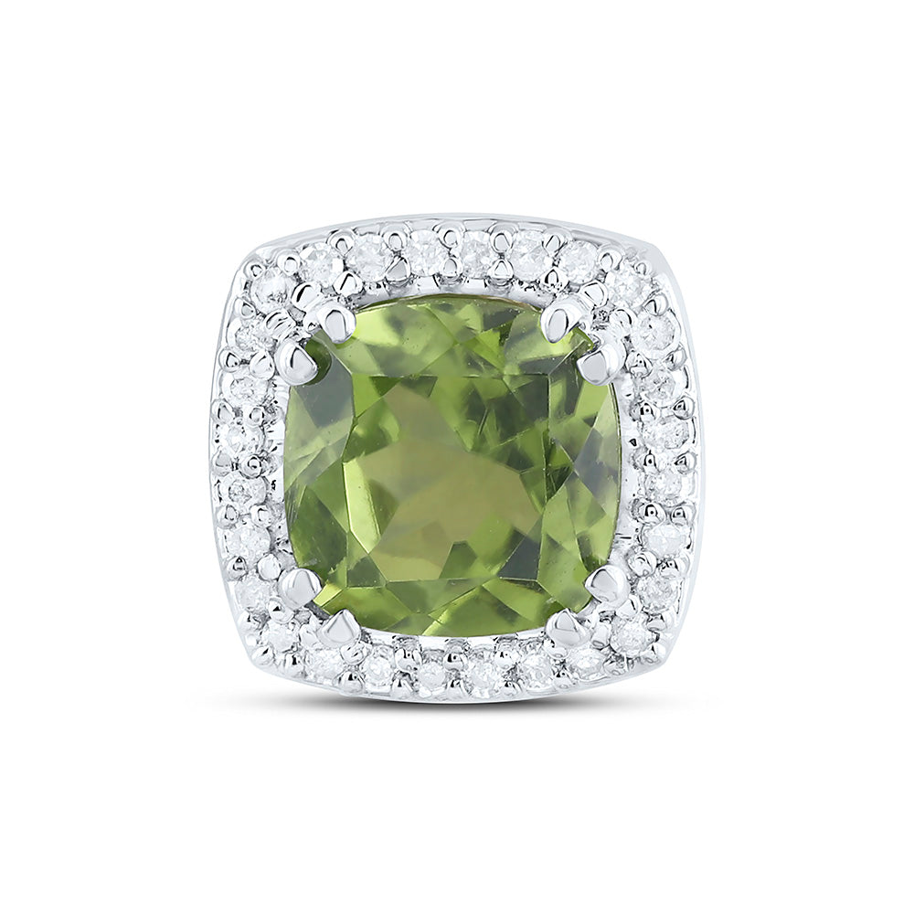 14K Yellow Gold 1/12Cttw Diamond Gemstone Cushion Pendant