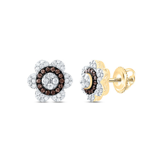 10K Yellow Or Rose Gold 3/8 Cttw Natural Diamond Cn Fashion Natural Flower Earring